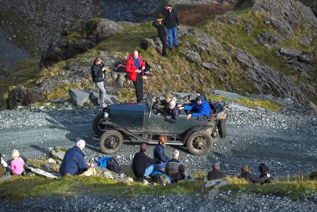 Competitors take part in the Vintage Sports Car Club Lakeland Trial at Honister Slate Mine, Cumbria in United Kingdom on November 13, 2021. (Photo by Anna Gowthorpe/Rex Features/Shutterstock)