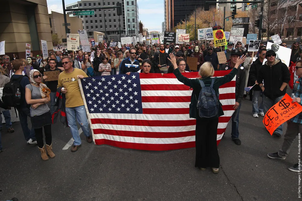 Demonstrators In Denver Mark “Bank Transfer Day”