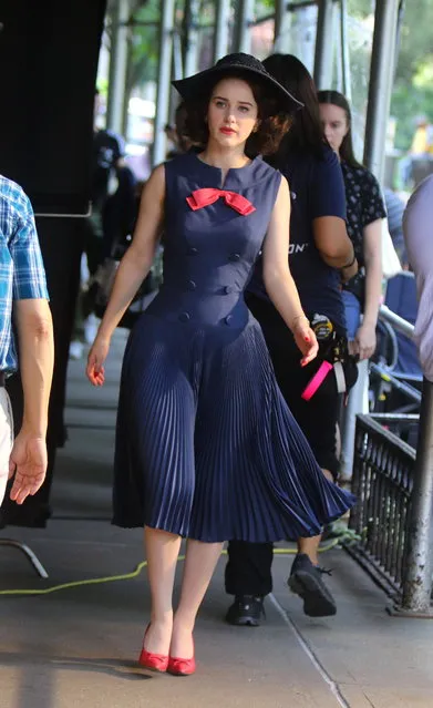 Rachel Brosnahan is seen on the set of “The Marvelous Mrs Maisel” on August 14, 2019 in New York City. (Photo by Jose Perez/Bauer-Griffin/GC Images)