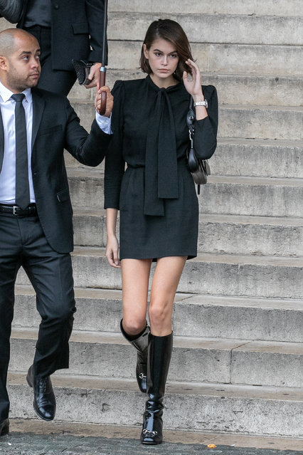 Kaia Gerber attends Peter Lindbergh's funeral at Eglise Saint-Sulpice on September 24, 2019 in Paris, France. (Photo by Marc Piasecki/Getty Images)