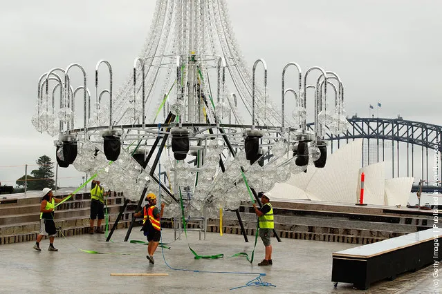 La Traviata chandelier is positioned on stage at Mrs Macquarie's Point on March 16, 2012 in Sydney, Australia