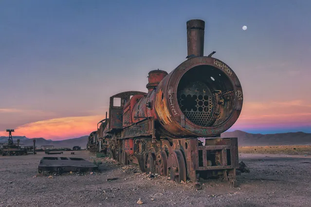 Many of the trains and locomotives are British imports and have been eroded by the harsh Bolivian climate. (Photo by Chris Staring/Rex Features/Shutterstock)