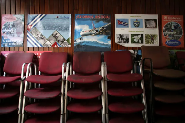 Piled chairs are seen inside a cinema where the Cuban Otaku festival is taking place in Havana, Cuba, July 24, 2016. (Photo by Alexandre Meneghini/Reuters)