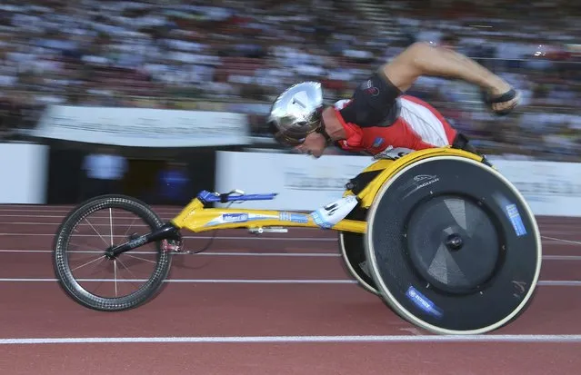 Athletics, IAAF Athletics Diamond League meeting Lausanne, Stade Olympique de la Pontaise, Lausanne, Switzerland on August 25, 2016. Marcel Hug of Switzerland competes in the men's 1,500m wheelchair competition. (Photo by Denis Balibouse/Reuters)