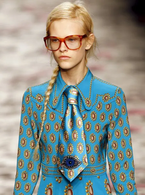 A model presents a creation from the Gucci's Spring/Summer 2016 collection during Milan Fashion Week in Italy September 23, 2015. (Photo by Stefano Rellandini/Reuters)