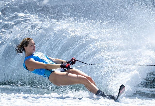 Neilly Ross of Canada skis Men's Trick Semis at the Nautique Masters Water Ski and Wakeboard Tournament on Robin Lake at Callaway Gardens on May 24, 2025 in Pine Mountain, Georgia. (Photo by Johnny Hayward/Getty Images)