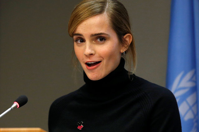 UN Women’s Goodwill Ambassador, Emma Watson, speaks during a news conference to launch the HeForShe IMPACT on the sidelines of the United Nations General Assembly at United Nations headquarters in New York City, U.S. September 20, 2016. (Photo by Brendan McDermid/Reuters)