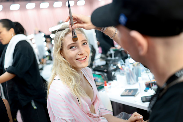 Summer Dirx prepares backstage at the Victoria's Secret Fashion Show 2025 on October 15, 2025 in New York City. (Photo by Dimitrios Kambouris/Getty Images for Victoria's Secret)