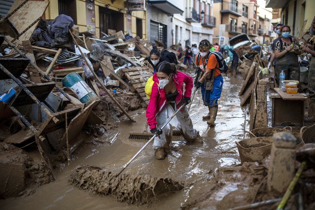 Flooding follows storm DANA in the Valencia town of Paiporta, Spain, on November 7, 2024. (Photo by Robert Bonet/NurPhoto/Rex Features/Shutterstock)