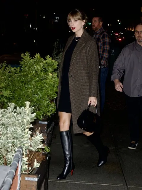American singer-songwriter Taylor Swift in the second decade of September 2023 prepares for fall in an overcoat and knee-high boots. (Photo by BeautifulSignatureIG/Shutterstock/Splash News and Pictures)