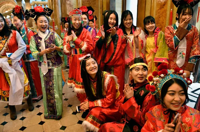 The Chinese community in Glasgow celebrate Chinese New Year in Glasgow City Chamber on January 29, 2017. (Photo by Jeff J. Mitchell/Getty Images)