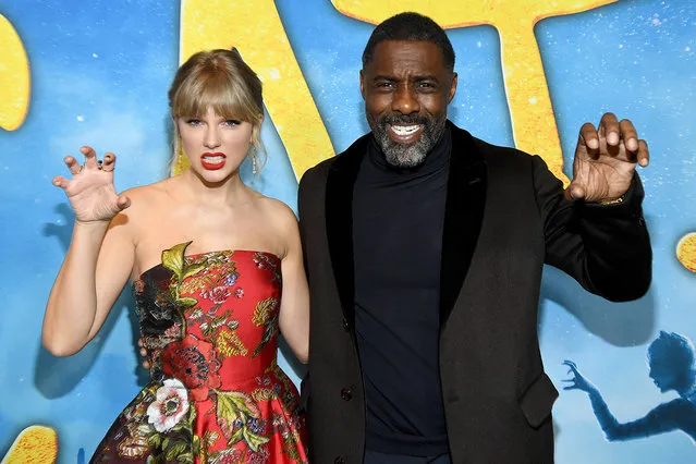 Taylor Swift and Idris Elba attend The World Premiere of Cats, presented by Universal Pictures on December 16, 2019 in New York City. (Photo by Kevin Mazur/Getty Images  for Universal Pictures)