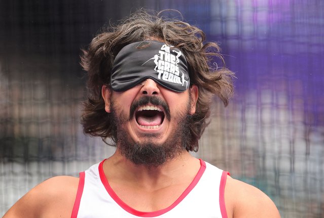 Alvaro del Amo Cano of Team Spain reacts during the Men's Discus Throw - F11 Final on day eight of the Paris 2024 Summer Paralympic Games at Stade de France on September 05, 2024 in Paris, France. (Photo by Alex Slitz/Getty Images)