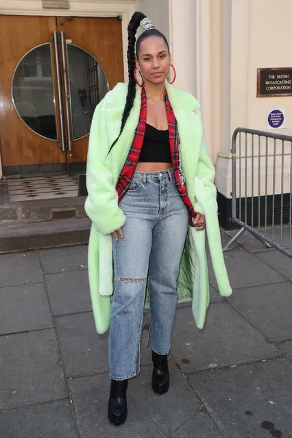 Alicia Keys seen leaving BBC Maida Vale Studios after performing in the Live Lounge on February 06, 2020 in London, England. (Photo by Neil Mockford/GC Images)
