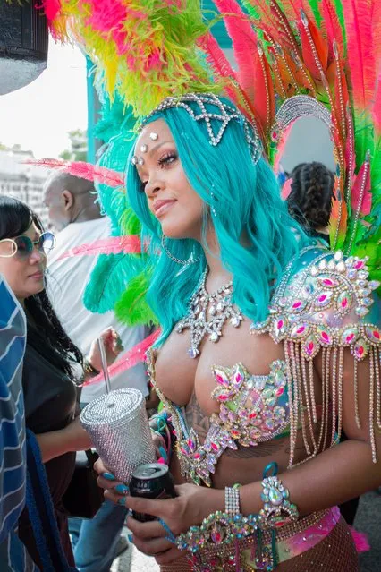 Rihanna looks extravagant as she parties at Cropover Festival in Barbados on August 7, 2017. (Photo by Splash News and Pictures)