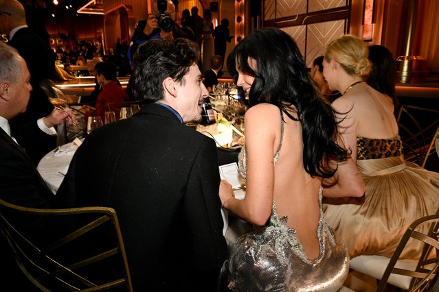 Timothée Chalamet, Kylie Jenner during the 82nd Annual Golden Globes held at The Beverly Hilton on January 05, 2025 in Beverly Hills, California. (Photo by Michael Buckner/GG2025/Penske Media via Getty Images)