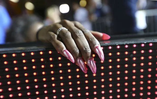 Athletics, IAAF Athletics Diamond League meeting Lausanne, Stade Olympique de la Pontaise, Lausanne, Switzerland on August 25, 2016. Fingernails of Ashley Spencer of the U.S. following the women's 400m hurdles competition. (Photo by Denis Balibouse/Reuters)