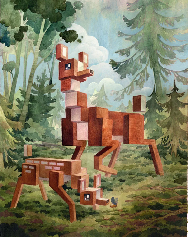 Pixelated Wilderness Illustrations by Laura Bifano