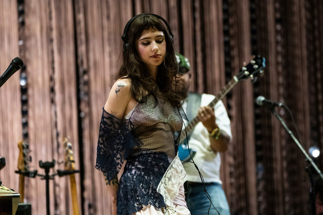 Singer-songwriter Clairo performs during the first weekend of the Coachella Valley Music and Arts Festival at the Empire Polo Club on Saturday, April 12, 2025, in Indio, Calif. (Photo by Amy Harris/Invision/AP Photo)
