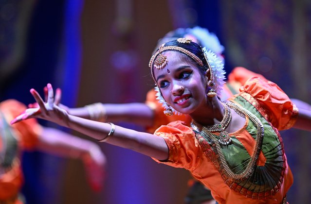 Young dancers perform Diwali dance in celebration of New Year at the Hindu Temple in Charlotte NC, United States on October 25, 2025 (Photo by Peter Zay/Anadolu via Getty Images)