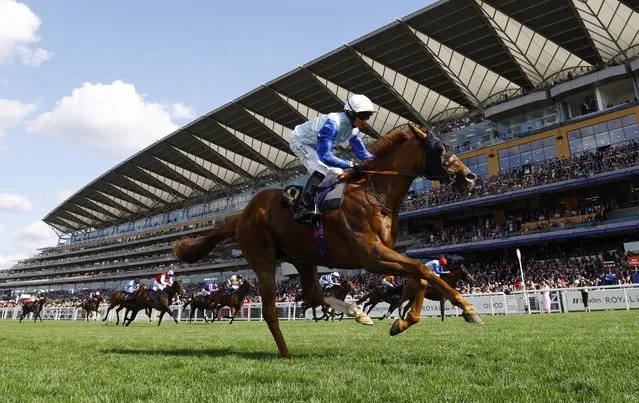 Jimi Hendrix ridden by Rossa Ryan in action during the 17:00 Royal Hunt Cup at Ascot Racecourse on June 21, 2023 in Ascot, England. (Photo by John Sibley/Reuters)