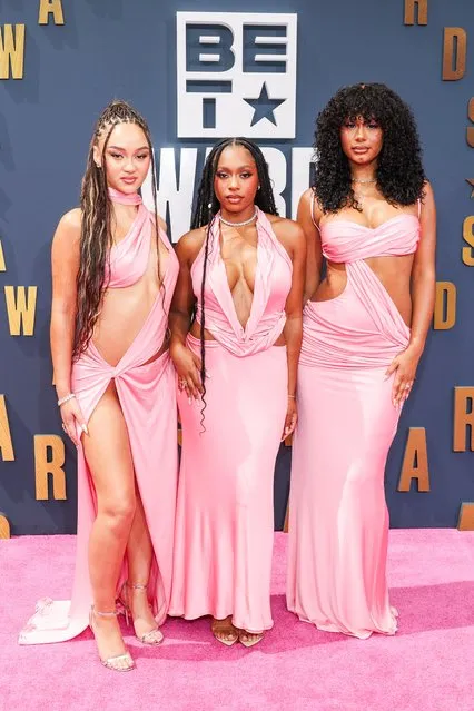 American singers Stella Quaresma, Renée Downer and Jorja Douglas at the BET Awards 2023 held at Microsoft Theater on June 25, 2023 in Los Angeles, California. (Photo by Stewart Cook/Rex Features/Shutterstock)