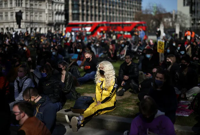 Demonstrators take part in a “Kill the Bill” protest on Parliament Square in London, Britain, April 17, 2021. (Photo by Henry Nicholls/Reuters)