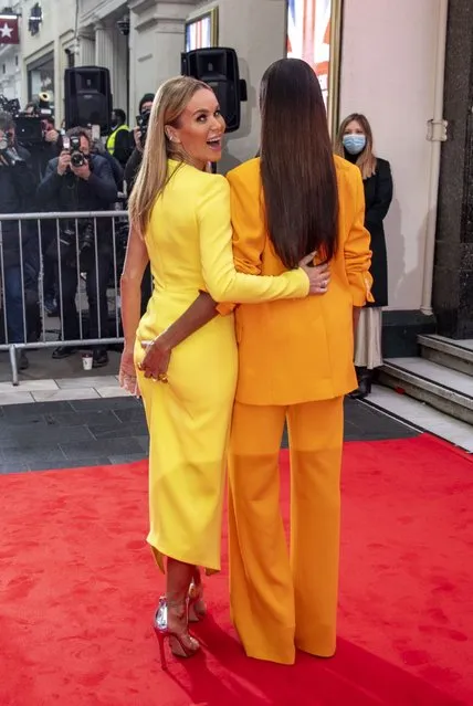 English rapper Alesha Dixon (R) and English actress and media personality Amanda Holden arrive for Britain's got Talent Auditions at London Palladium on January 18, 2022 in London, England. (Photo by South West News Service)