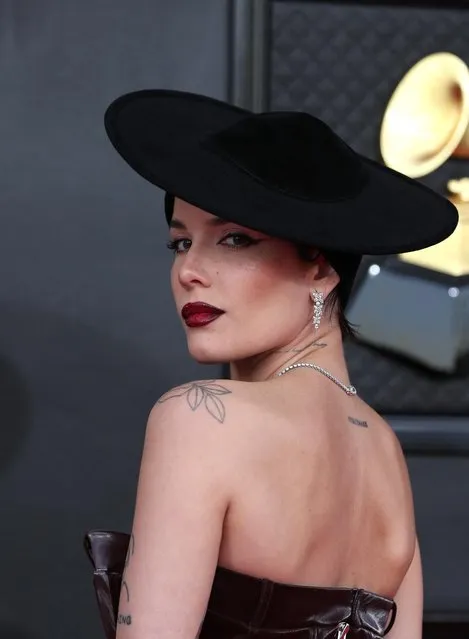 Singer Halsey poses on the red carpet at the 64th Annual Grammy Awards at the MGM Grand Garden Arena in Las Vegas, Nevada, U.S., April 3, 2022. (Photo by Maria Alejandra Cardona/Reuters)