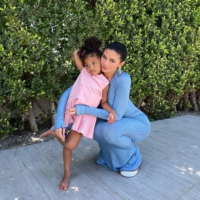 American media personality, socialite and model Kylie Jenner showed off this denim outfit as she spent time with Stormi on Easter Sunday, April 17, 2022. (Photo by kyliejenner/Instagram)