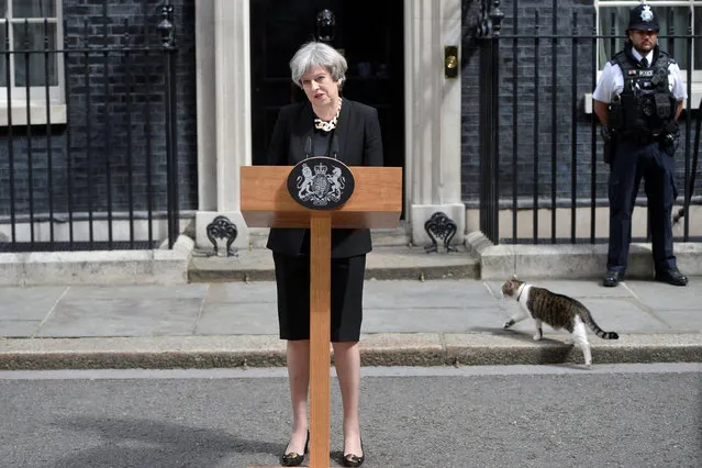 Britain's Prime Minister Theresa May speaks outside 10 Downing Street after an attack on London Bridge and Borough Market left 7 people dead and dozens injured in London, Britain, June 4, 2017. (Photo by Hannah McKay/Reuters)