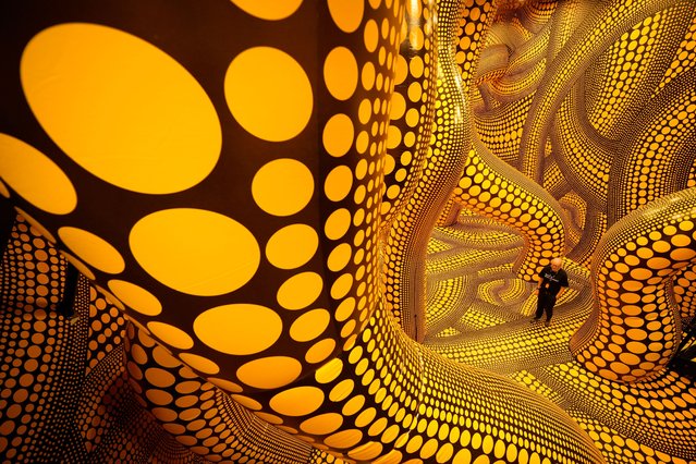 A general view of the exhibition “You, Me and the Balloons” by Yayoi Kusama at Aviva Studios on June 29, 2023 in Manchester, England. Artist Yayoi Kusama, renowned for her surreal dotted pumpkin installations, brings her largest-ever immersive environment to Manchester. Conceived especially for Factory International, Yayoi Kusama – You, Me and the Balloons celebrates three decades of the pioneering Japanese artist's inflatable artworks. (Photo by Christopher Furlong/Getty Images)