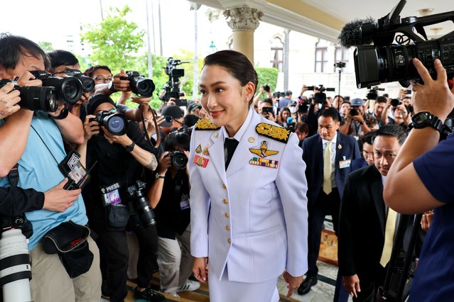 Thailand’s Prime Minister Paetongtarn Shinawatra arrives at the Government House ahead of a royal oath-taking ceremony for her cabinet in Bangkok, Thailand, on September 6, 2024. (Photo by Athit Perawongmetha/Reuters)