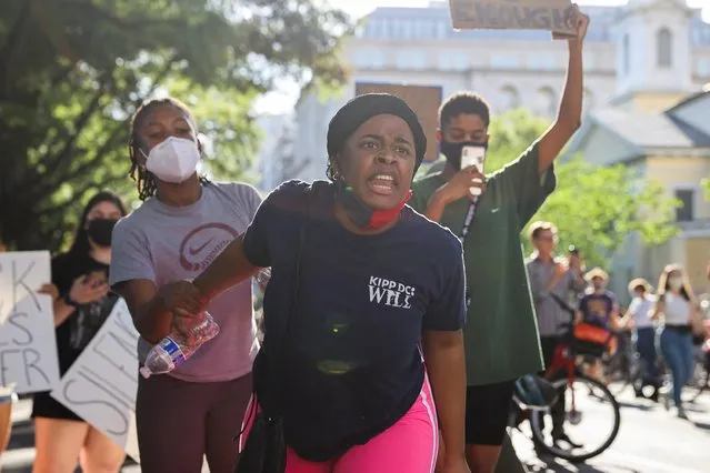 A demonstrator reacts during a rally near the White House against the death in Minneapolis police custody of George Floyd, in Washington, D.C., U.S., June 1, 2020. (Photo by Jonathan Ernst/Reuters)