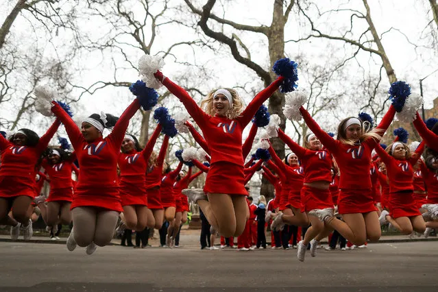 Cheerleaders spring into the new year with boundless enthusiasm during the New Year's Day Parade in central London, United Kingdom on January 1, 2018. (Photo by Simon Dawson/Reuters)