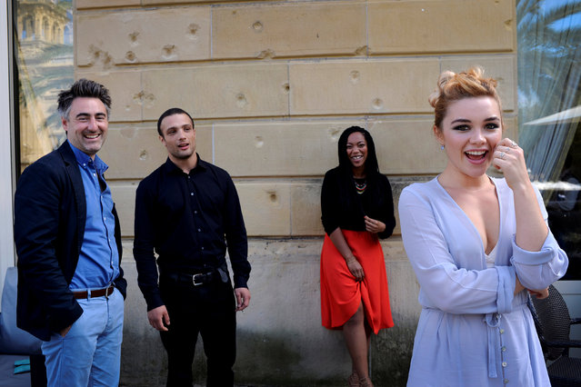 English actors Cosmo Jarvis, Naomi Ackie and Florence Pugh take part in a photo session alongside director William Oldroyd (L, front) at the San Sebastian Film Festival,  northern Spain September 20, 2016. Oldroyd's feature film “Lady Macbeth” is part of the Official Selection. (Photo by Vincent West/Reuters)