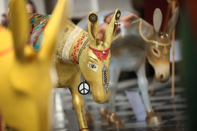 Artist painted donkey statues are displayed in the “Caravan” exhibition on August 30, 2013 in London, England. (Photo by Peter Macdiarmid/Getty Images)
