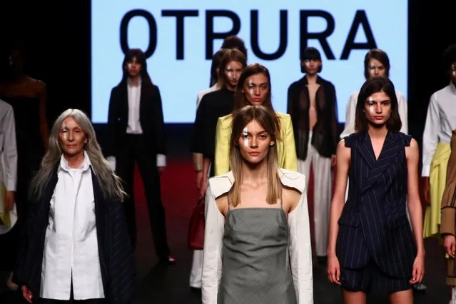Models display outfits from Otrura fashion house during the Mercedes Benz Fashion Week, amid the coronavirus disease (COVID-19) outbreak, in Madrid, Spain, April 8, 2021. (Photo by Sergio Perez/Reuters)