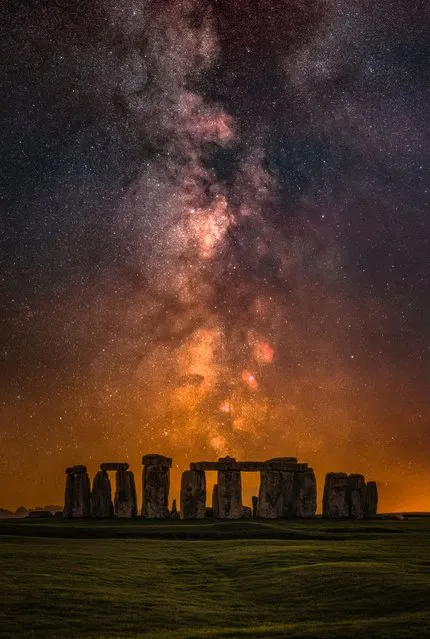 Pictured is the Milky Way over Stonehenge in Wiltshire on Saturday night, November 12, 2022. The image consists of eight three-minute exposures of the sky using a motorised star tracker, and three two-minute exposures of the foreground all merged together to reveal more detail than what the naked eye can see. (Photo by Nick Bull/Picture Exclusive)