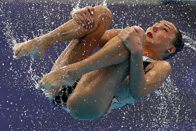 Team Ukraine competes in synchronized swimming at the European Championships in Glasgow, August 4, 2018. (Photo by Stefan Wermuth/Reuters)