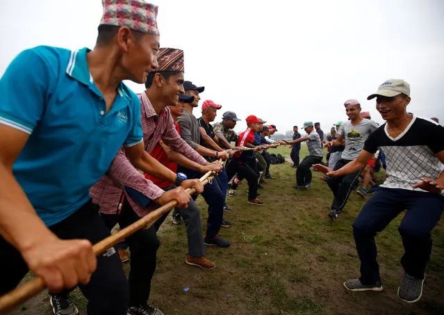 Temporary police personnel recruited for the upcoming local election to elect representatives of municipalities and villages are trained in Kathmandu, Nepal April 23, 2017. (Photo by Navesh Chitrakar/Reuters)