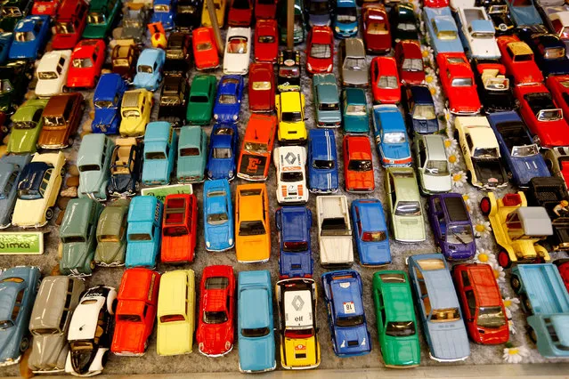 Scale models of various types of cars are offered at the Swiss Classic Car vintage automobile fair in Luzern, Switzerland on May 28, 2017. (Photo by Arnd Wiegmann/Reuters)