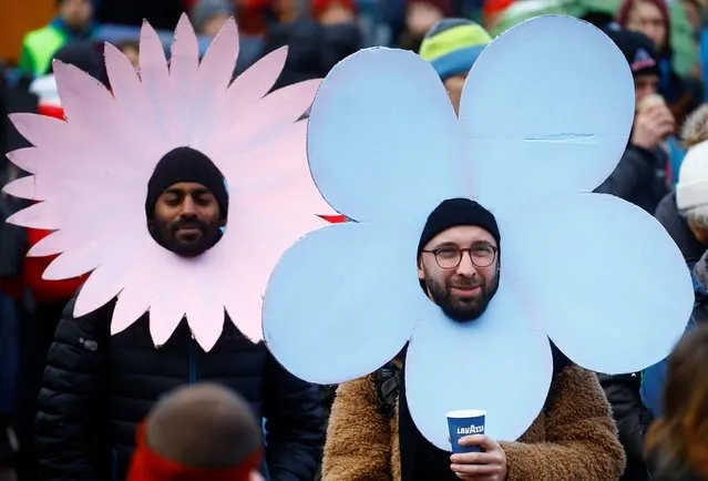 Climate activists attend a demonstration against the World Economic Forum (WEF), which begins on January 21, in the town of Landquart, Switzerland on January 19, 2020. (Photo by Arnd Wiegmann/Reuters)