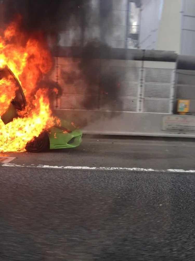 Lamborghini Murcielago Burned To in the Tokyo 