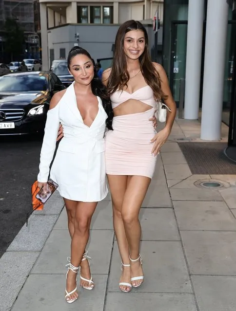UK Love Island star Chyna Mills steps out without her new partner Neil jones to attend the star studded InTheStyle party at STK restaurant in Mayfair, London, United Kingdom on August 24, 2022. Guests included a busty Coco Lodge whilst Nathalia Campos flashed flesh in a barely there top and matching skirt Pictured: Nathalia Campos (R), Coco Lodge. (Photo by Backgrid UK)