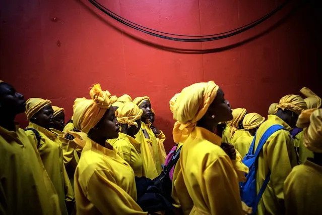 Women prepare to perform during the final Municipal Elections campaign rally at the Ellis Park stadium in Johannesburg for the ANC closing rally campaign on July 31, 2016 ahead of August 3 municipal elections. Zuma, 74, will have completed two terms in 2019 and is not eligible to run for president again, but the ANC could replace him ahead of the next general election if the party scores poorly in the local polls. (Photo by Marco Longari/AFP Photo)