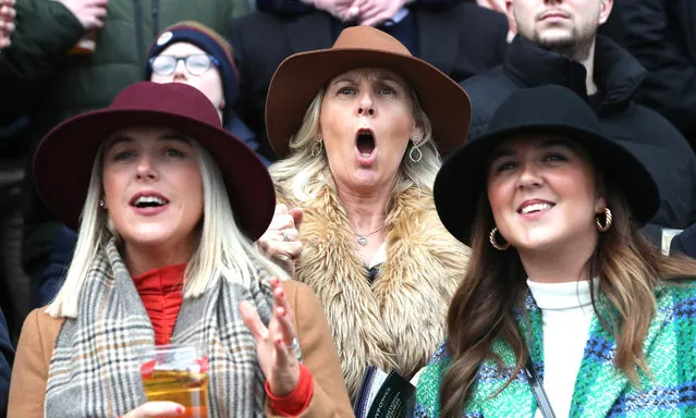 Shannon O'Brien reacts while watching the first race 2022 Leopardstown Christmas Festival on Tuesday, December 27, 2022  in Dublin. (Photo by Bryan Keane/INPHO/Rex Features/Shutterstock)