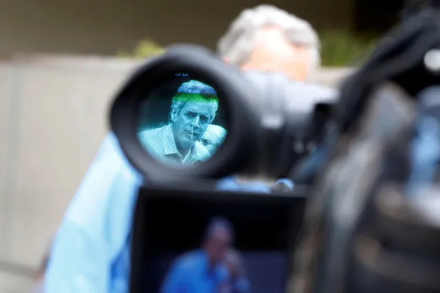 James Otis, the man who admits vandalizing Donald Trump's star on the Hollywood Walk of Fame, speaks to the media about his arrest outside of the LAPD Metropolitan Detention Center in Los Angeles, California October 27, 2016. Donald Trump's star on the Hollywood Walk of Fame was vandalized earlier this week. (Photo by Patrick T. Fallon/Reuters)