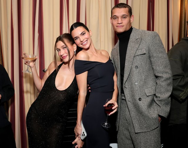 American models and socialite Hailey Bieber, Kendall Jenner, and American actor Tyriq Withers attend 2025 GQ Men of the Year at Chateau Marmont on November 13, 2025 in Los Angeles, California. (Photo by Emma McIntyre/Getty Images for GQ)