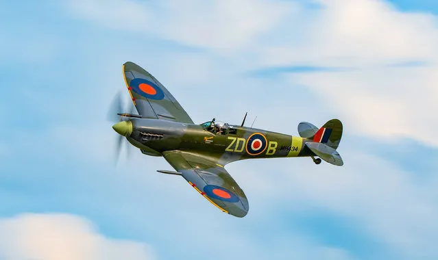 Standalone picture dated June 17th, 2023 shows a Spitfire flying at the Best of British Evening Air Show at the Shuttleworth Collection in Old Warden, Bedfordshire. The event displayed the very best of British engineering showcasing the influence the British Isles have had on the aviation, motor vehicle, and steam industries over the years. (Photo by Claire Hartley/Bav Media)